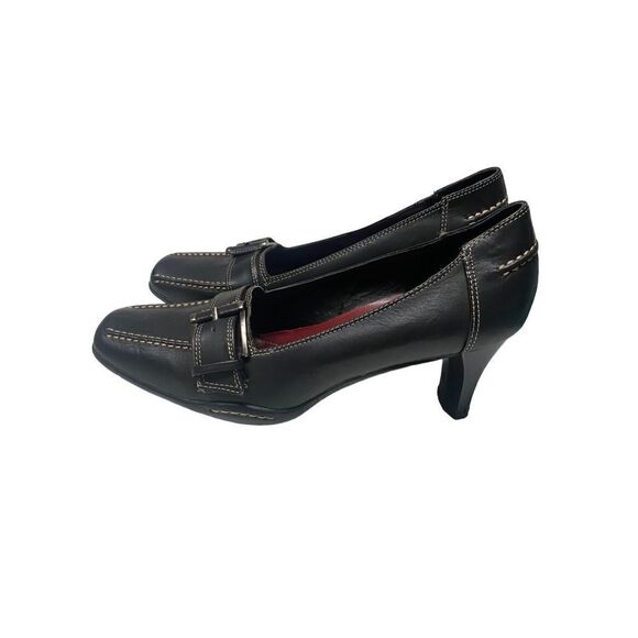 Hush Puppies Pamela Pumps With Buckle Black Leather 9M - Picture 3 of 6